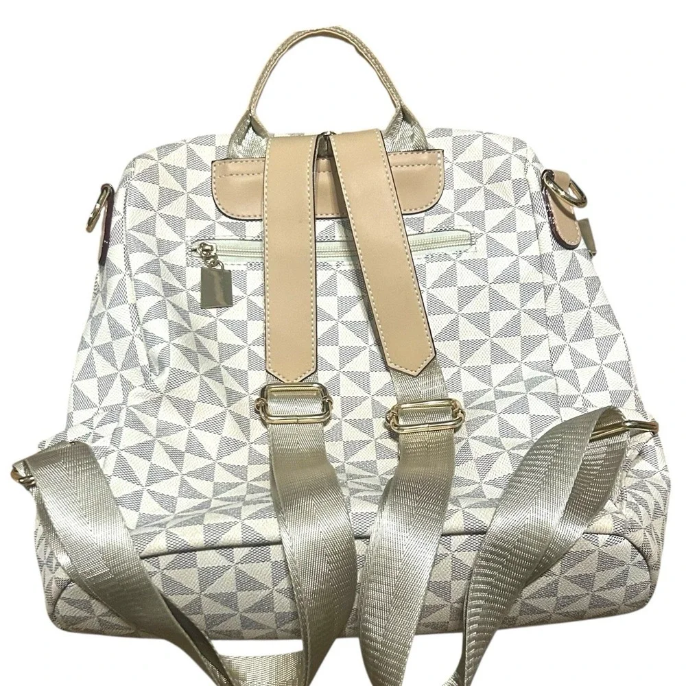 Backpack Satchel Shoulder Bag Purse with Wallet‎ Cream White